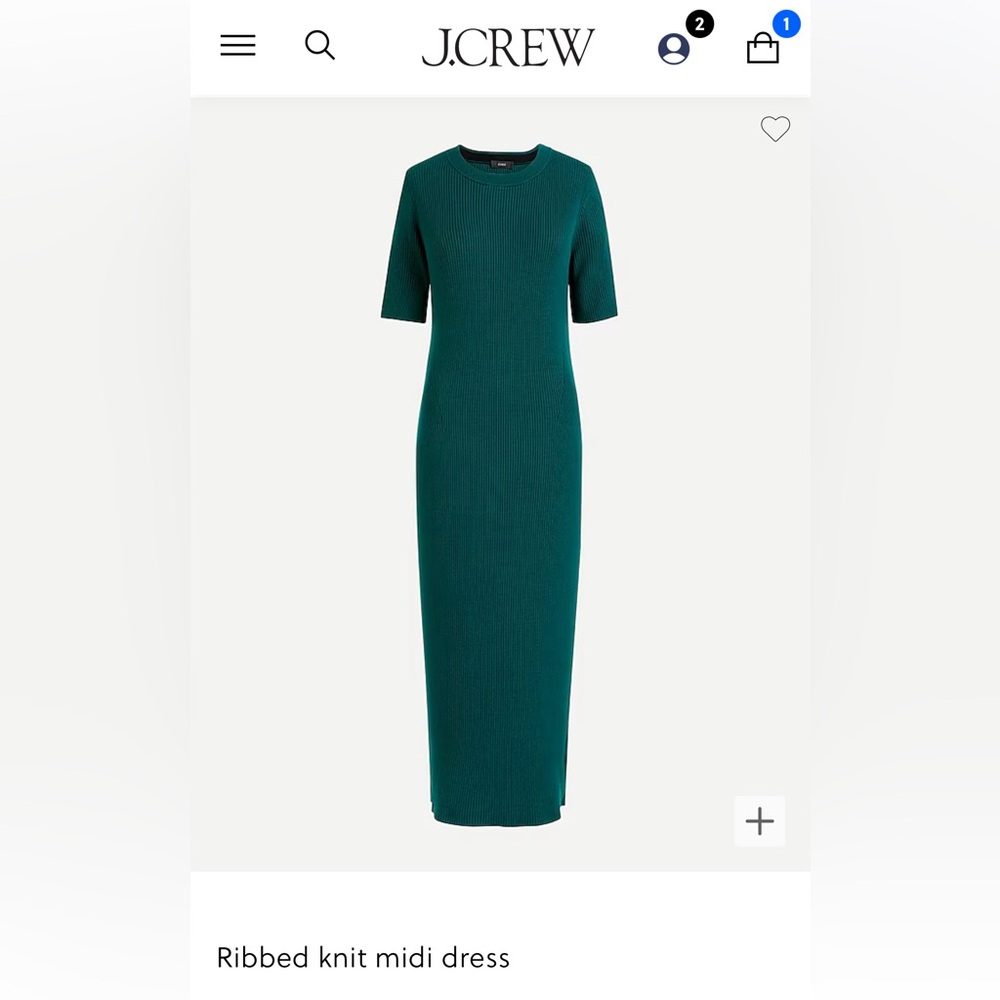 Jcrew ribbed knit midi dress. Spruce green.